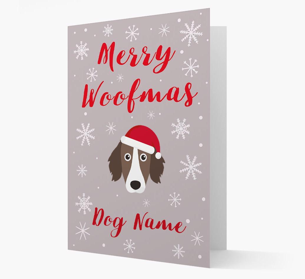 'Merry Woofmas {dogsName}' Card with your {breedFullName} Christmas Icon