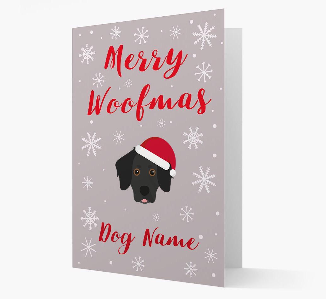 'Merry Woofmas {dogsName}' Card with your {breedFullName} Christmas Icon