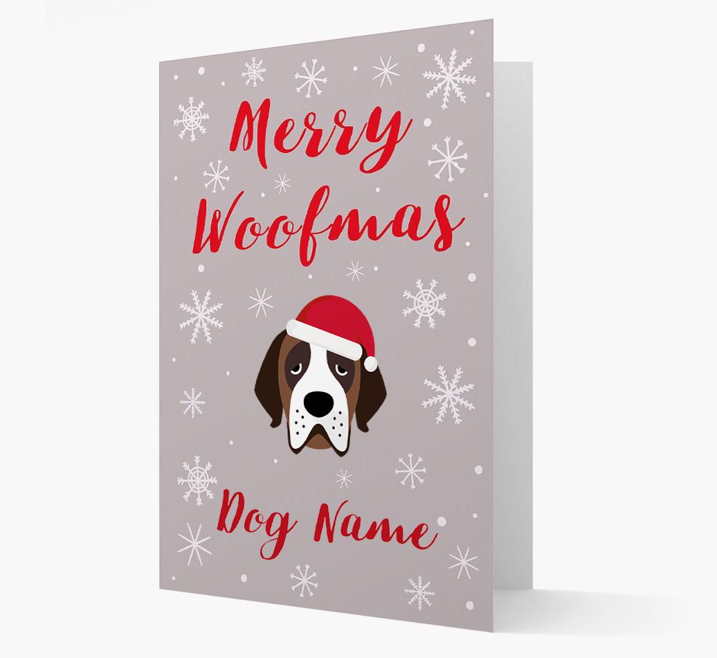 'Merry Woofmas {dogsName}' Card with your {breedFullName} Christmas Icon