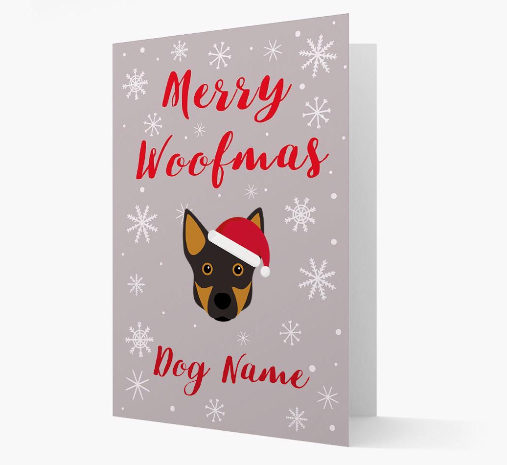 'Merry Woofmas {dogsName}' Card with your {breedFullName} Christmas Icon