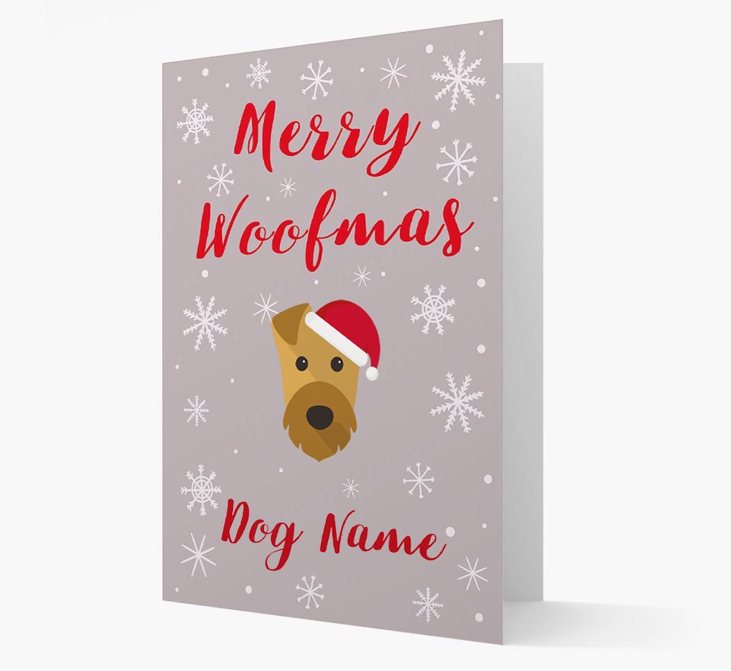 'Merry Woofmas {dogsName}' Card with your {breedFullName} Christmas Icon