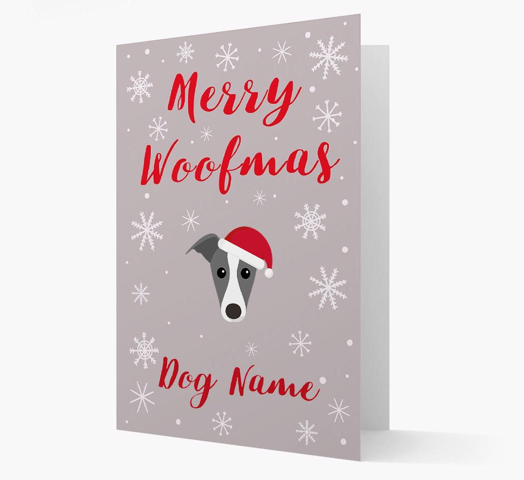 'Merry Woofmas {dogsName}' Card with your {breedFullName} Christmas Icon