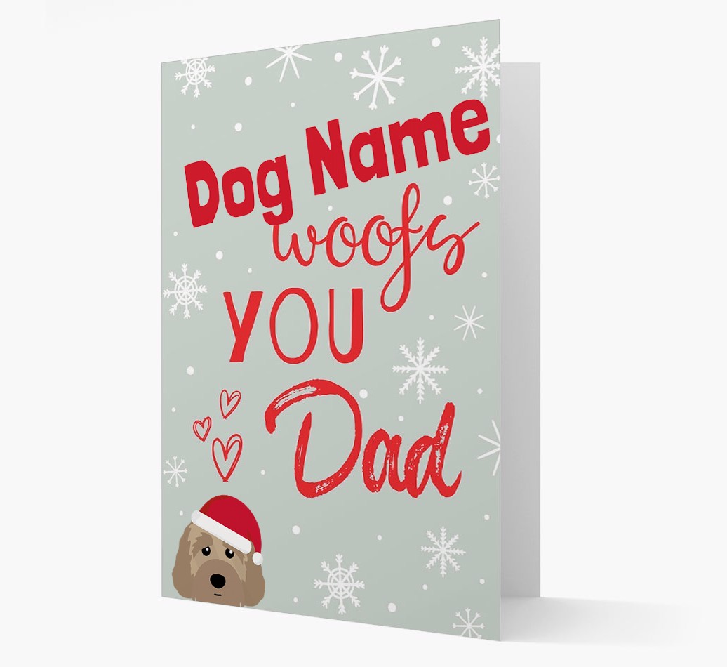 'I Woof You Dad' Card with your {breedFullName} Christmas Icon