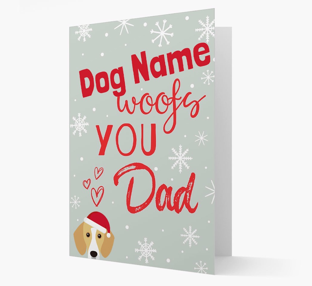 'I Woof You Dad' Card with your {breedFullName} Christmas Icon