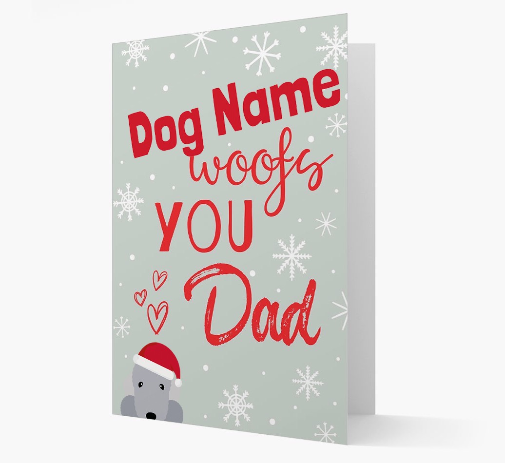 'I Woof You Dad' Card with your {breedFullName} Christmas Icon