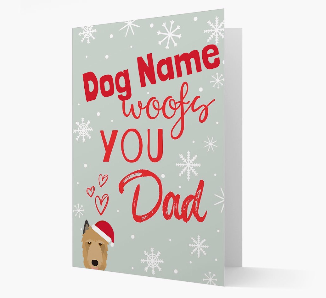'I Woof You Dad' Card with your {breedFullName} Christmas Icon
