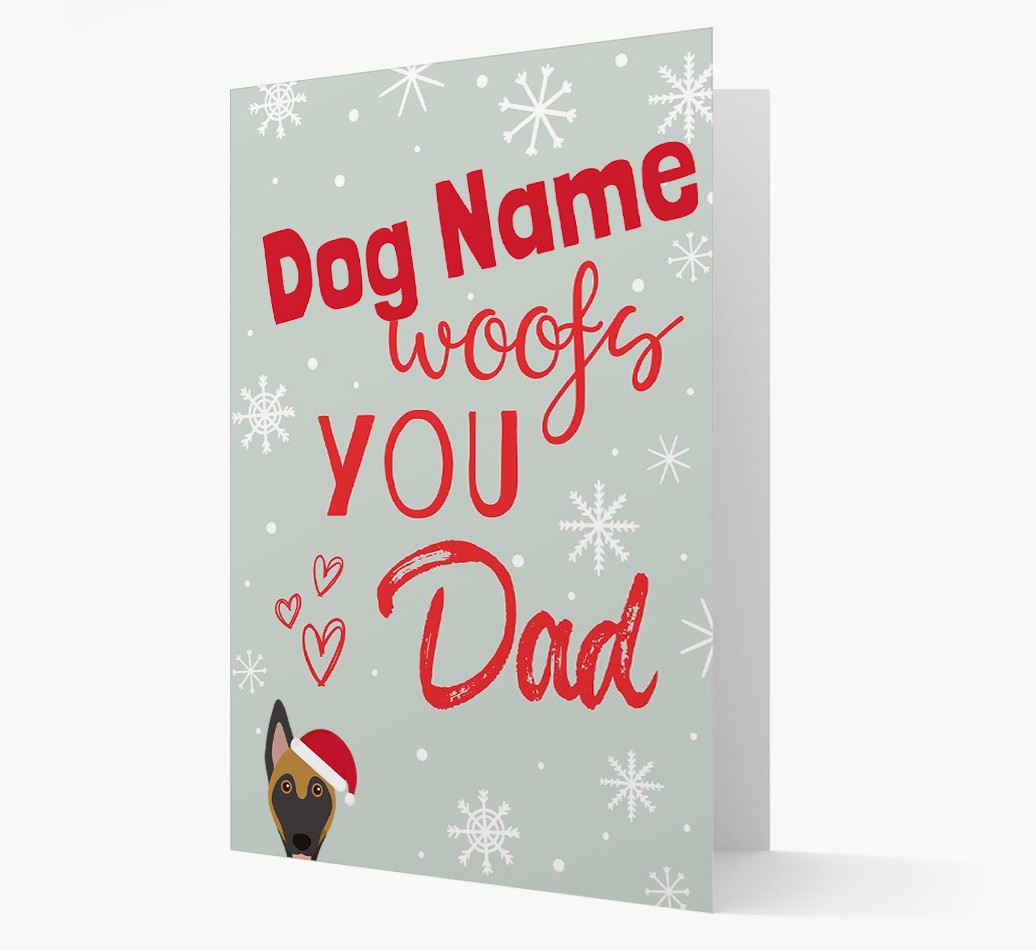 'I Woof You Dad' Card with your {breedFullName} Christmas Icon