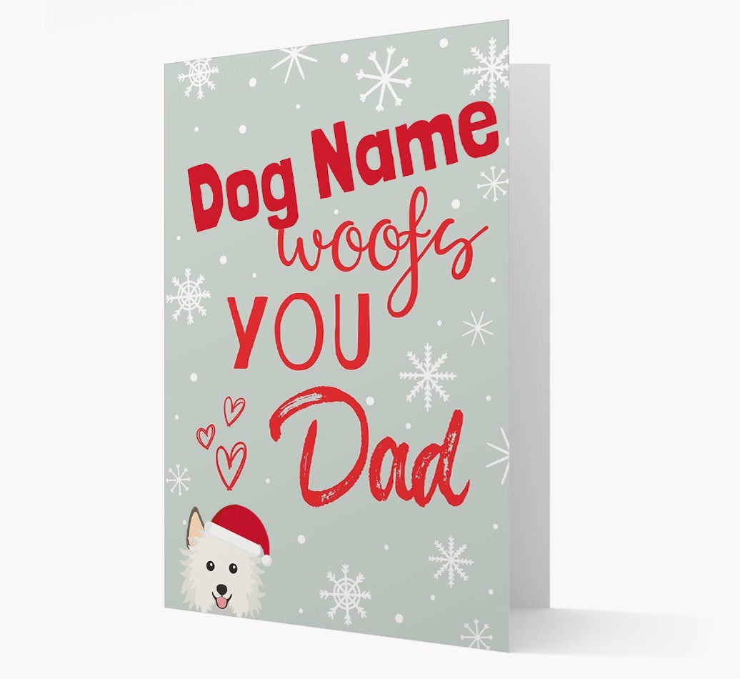 'I Woof You Dad' Card with your {breedFullName} Christmas Icon