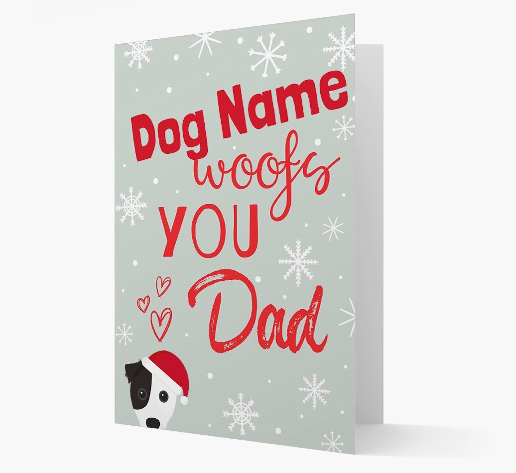 'I Woof You Dad' Card with your {breedFullName} Christmas Icon
