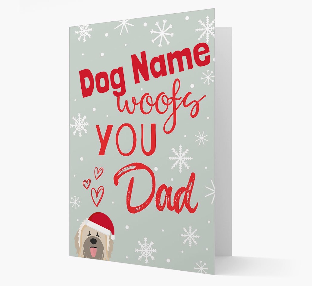 'I Woof You Dad' Card with your {breedFullName} Christmas Icon