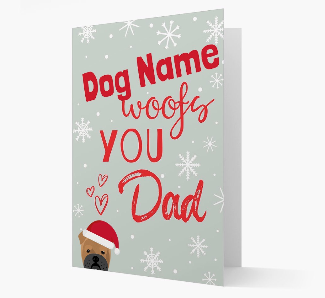 'I Woof You Dad' Card with your {breedFullName} Christmas Icon