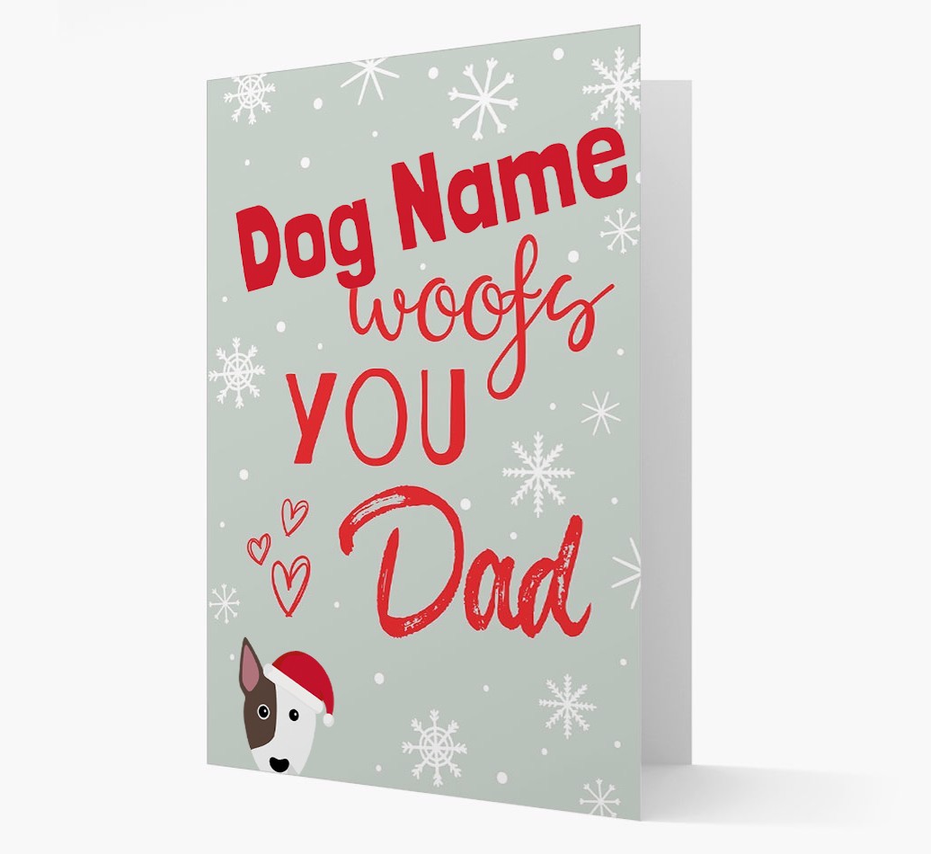 'I Woof You Dad' Card with your {breedFullName} Christmas Icon