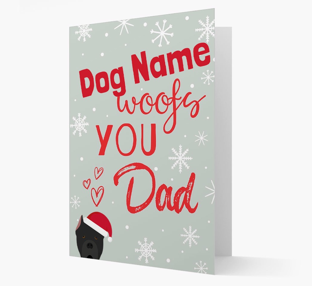 'I Woof You Dad' Card with your {breedFullName} Christmas Icon