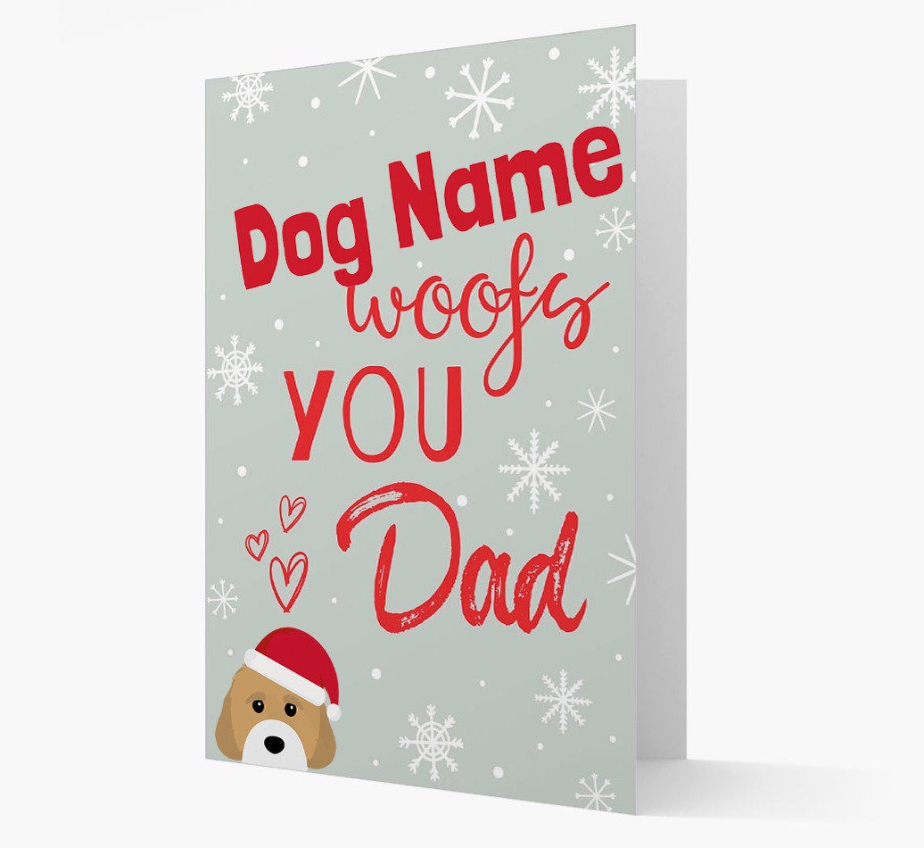 'I Woof You Dad' Card with your {breedFullName} Christmas Icon