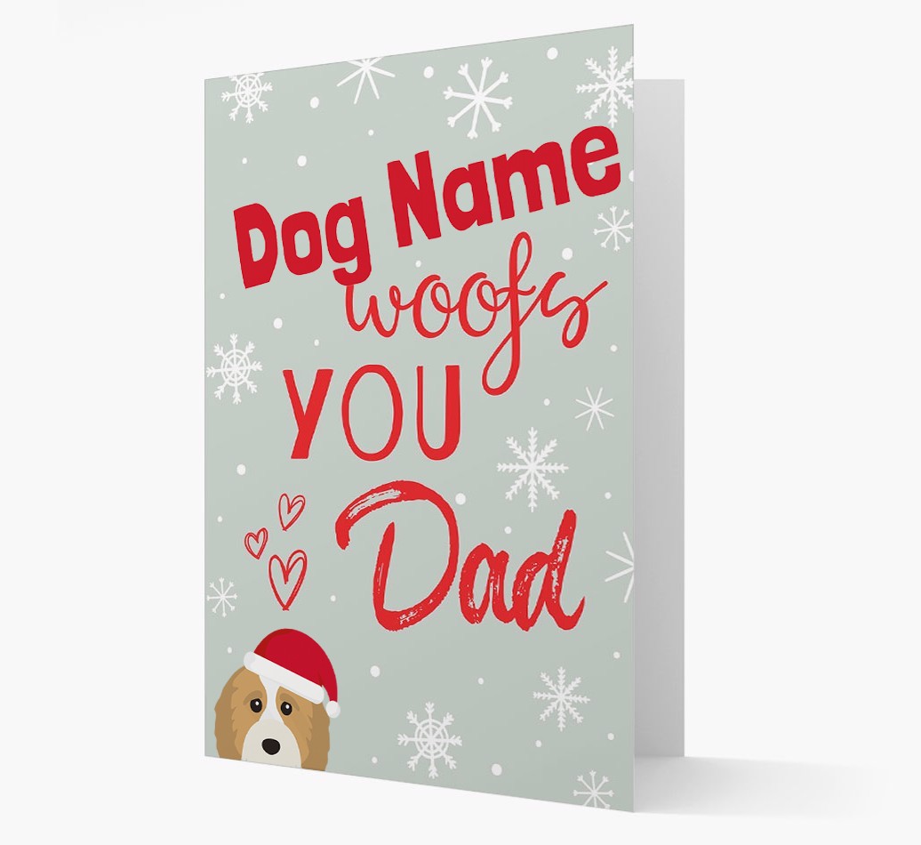 'I Woof You Dad' Card with your {breedFullName} Christmas Icon