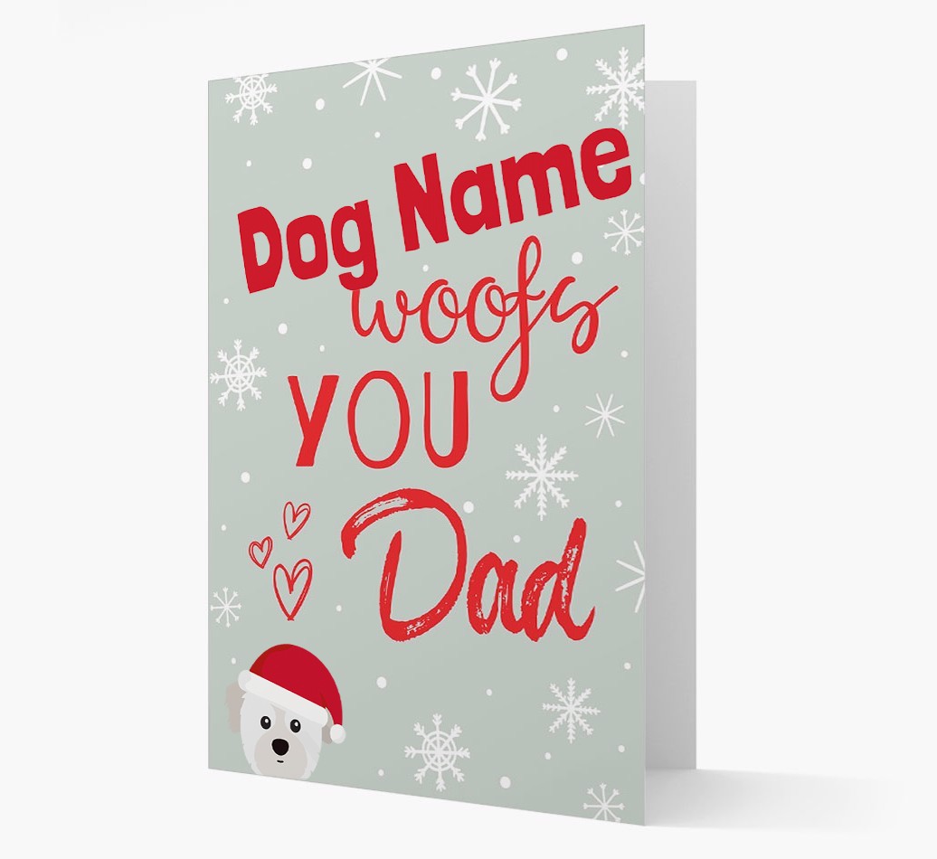 'I Woof You Dad' Card with your {breedFullName} Christmas Icon