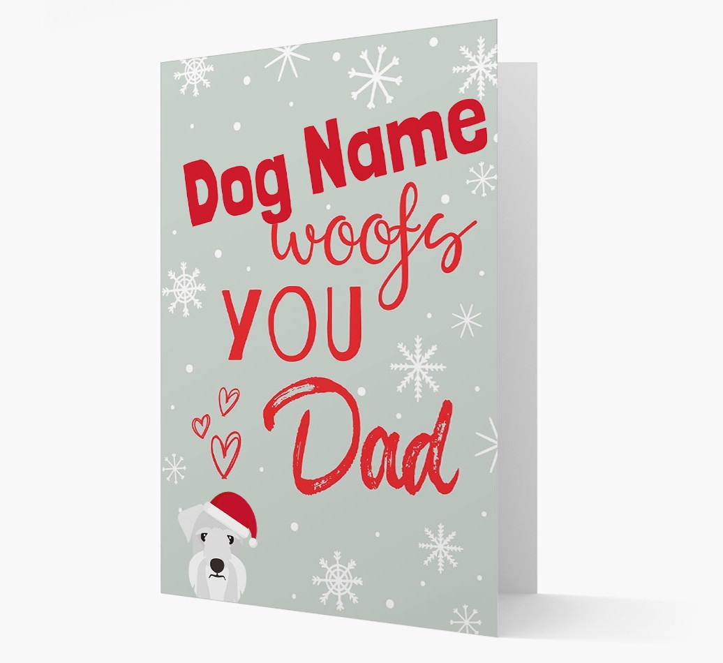 'I Woof You Dad' Card with your {breedFullName} Christmas Icon