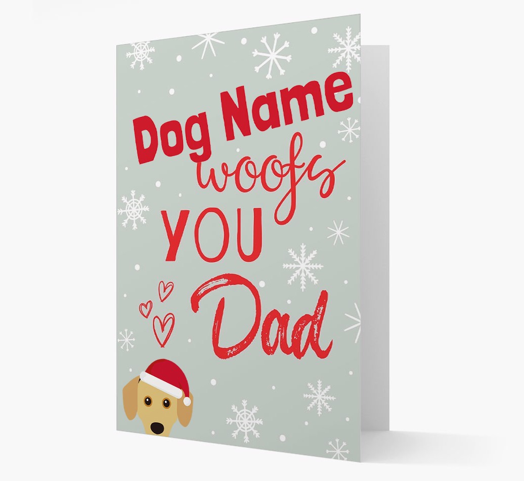 'I Woof You Dad' Card with your {breedFullName} Christmas Icon