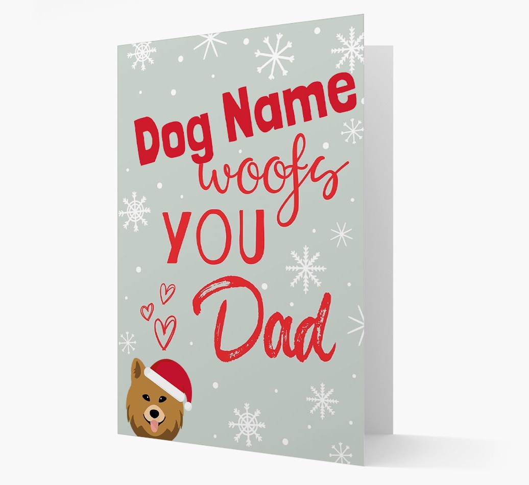 'I Woof You Dad' Card with your {breedFullName} Christmas Icon