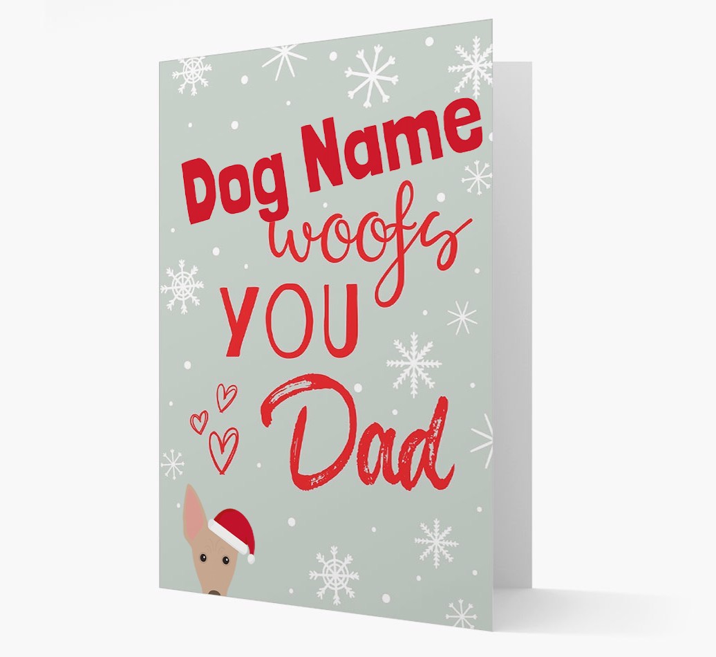 'I Woof You Dad' Card with your {breedFullName} Christmas Icon