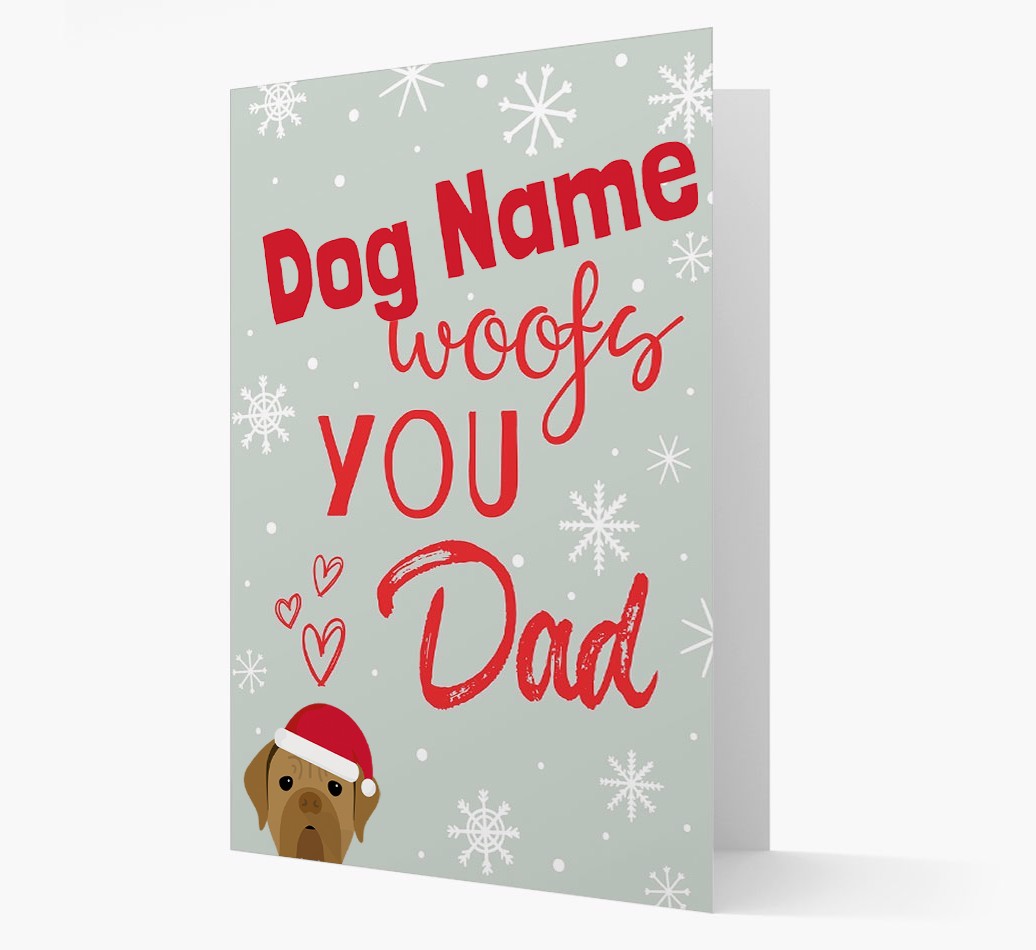 'I Woof You Dad' Card with your {breedFullName} Christmas Icon