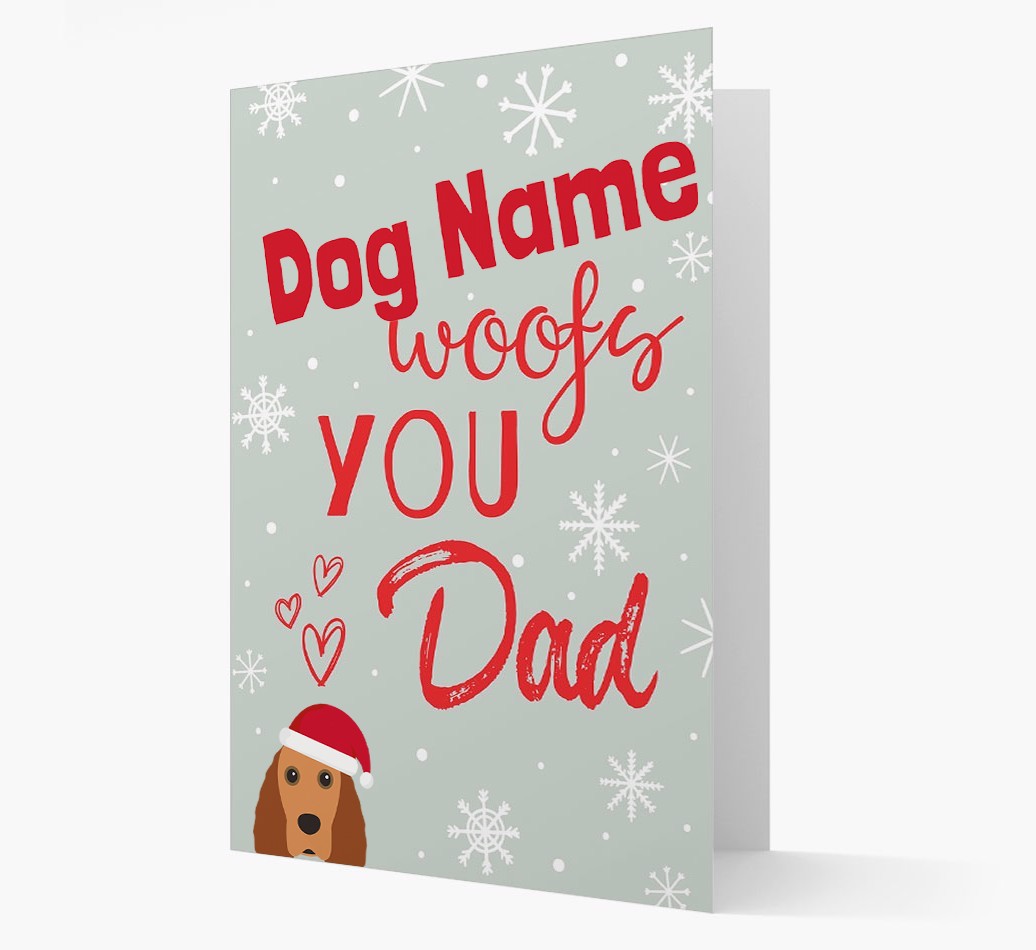 'I Woof You Dad' Card with your {breedFullName} Christmas Icon