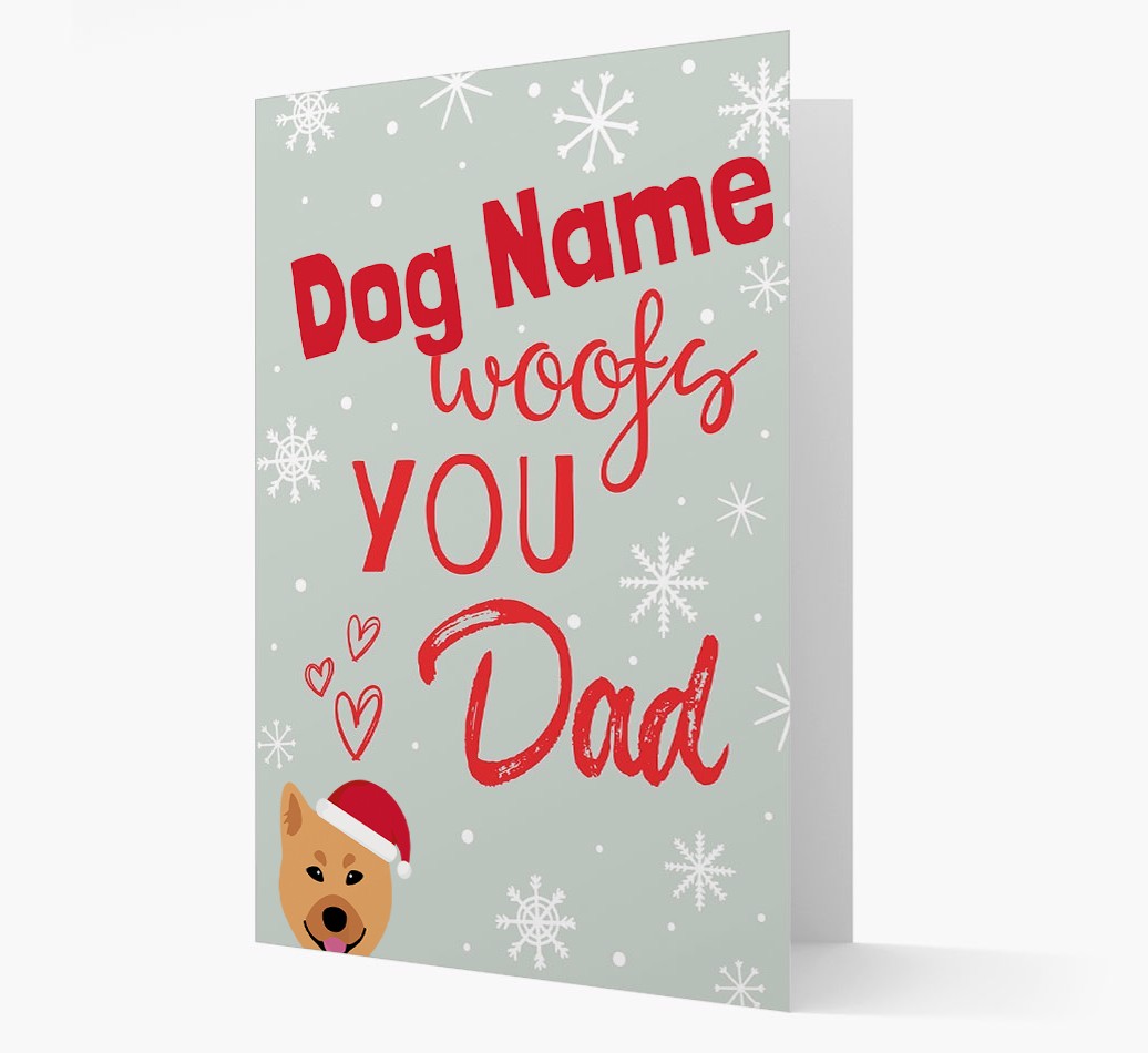 'I Woof You Dad' Card with your {breedFullName} Christmas Icon