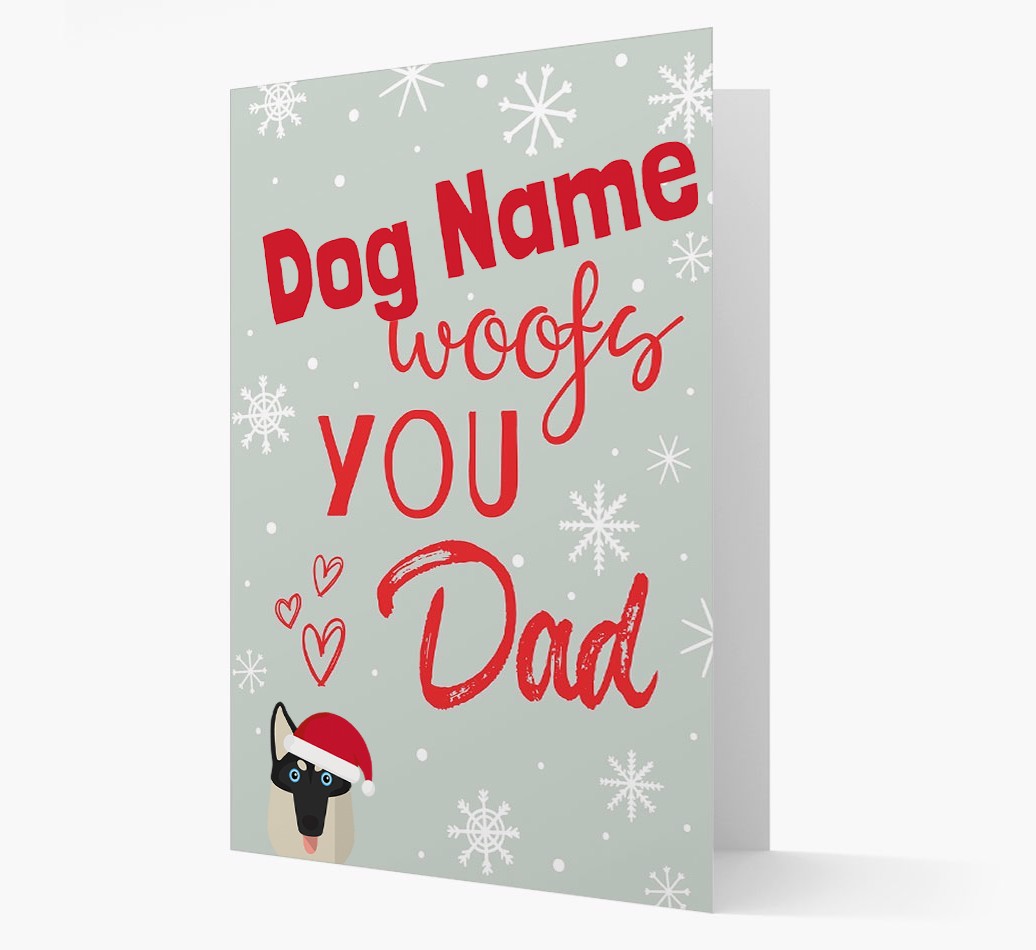 'I Woof You Dad' Card with your {breedFullName} Christmas Icon