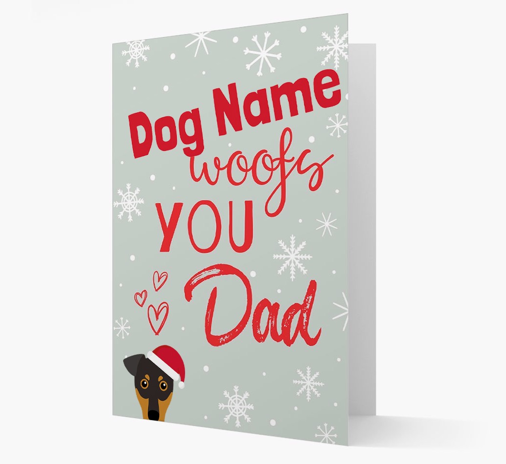 'I Woof You Dad' Card with your {breedFullName} Christmas Icon