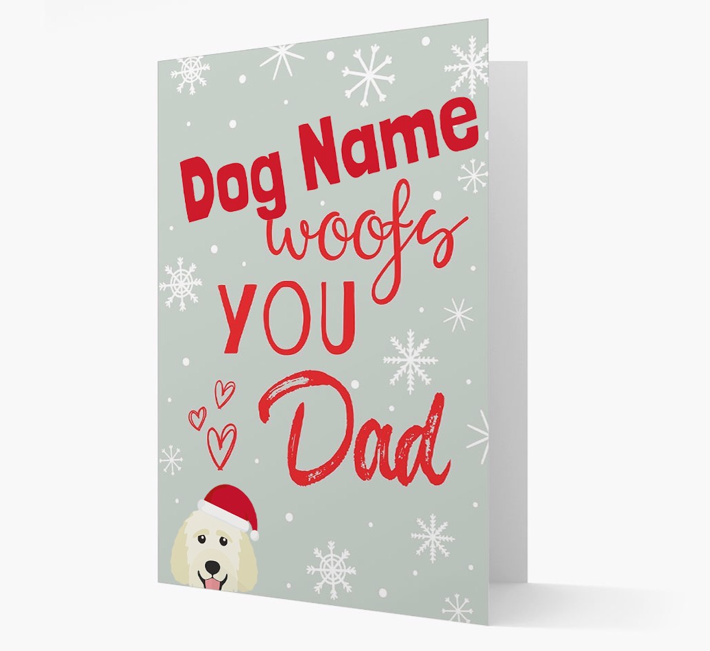 'I Woof You Dad' Card with your {breedFullName} Christmas Icon