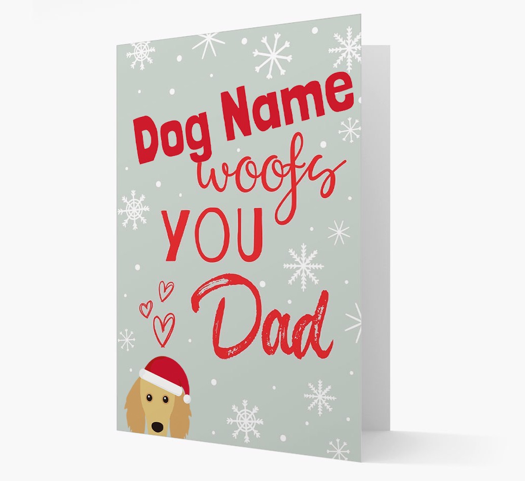 'I Woof You Dad' Card with your {breedFullName} Christmas Icon