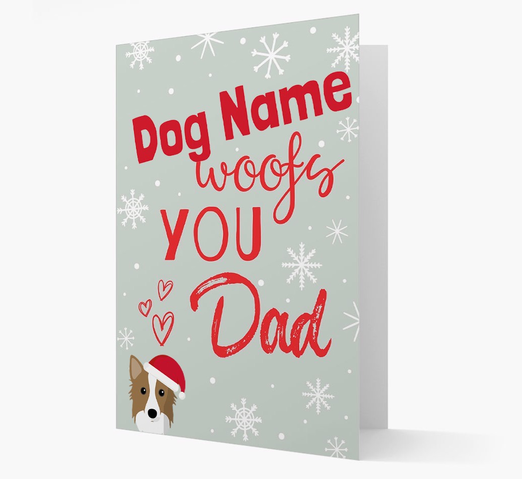 'I Woof You Dad' Card with your {breedFullName} Christmas Icon
