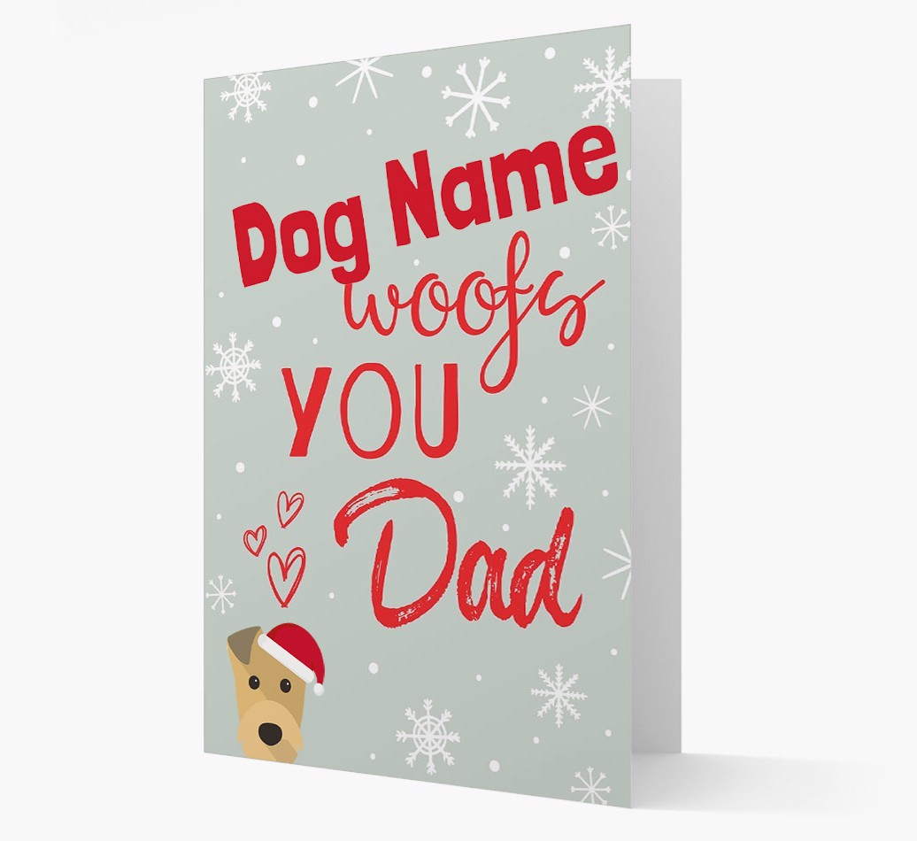 'I Woof You Dad' Card with your {breedFullName} Christmas Icon