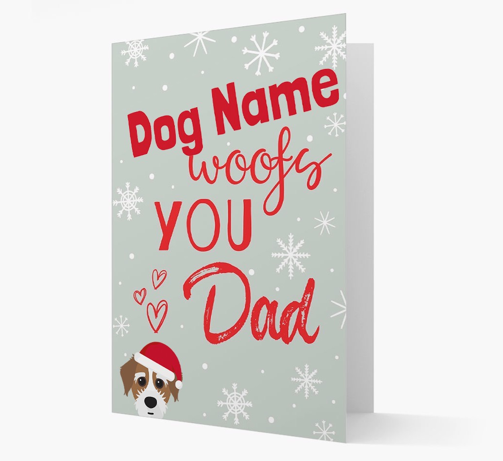 'I Woof You Dad' Card with your {breedFullName} Christmas Icon