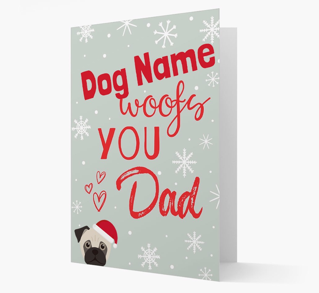 'I Woof You Dad' Card with your {breedFullName} Christmas Icon