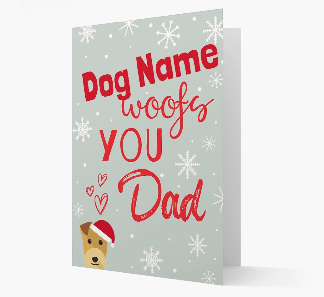 'I Woof You Dad' Card with your {breedFullName} Christmas Icon