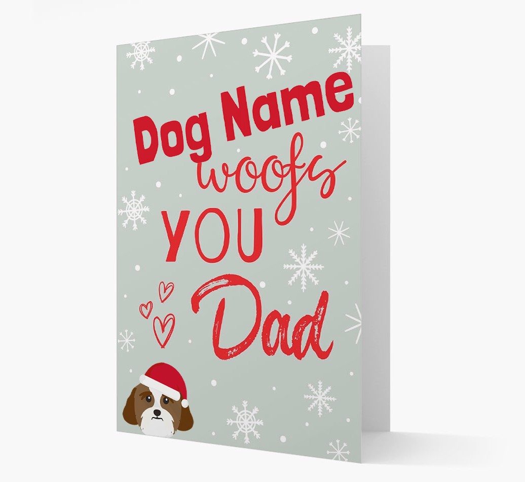 'I Woof You Dad' Card with your {breedFullName} Christmas Icon
