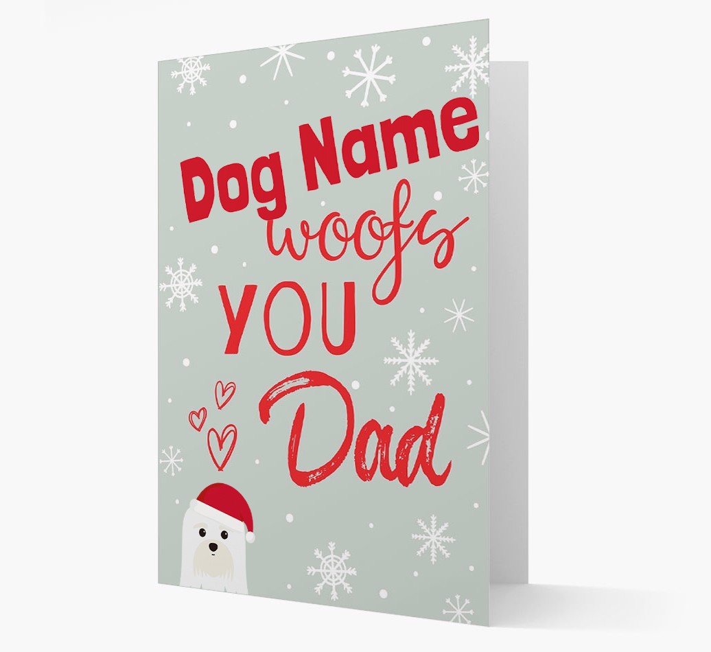 'I Woof You Dad' Card with your {breedFullName} Christmas Icon