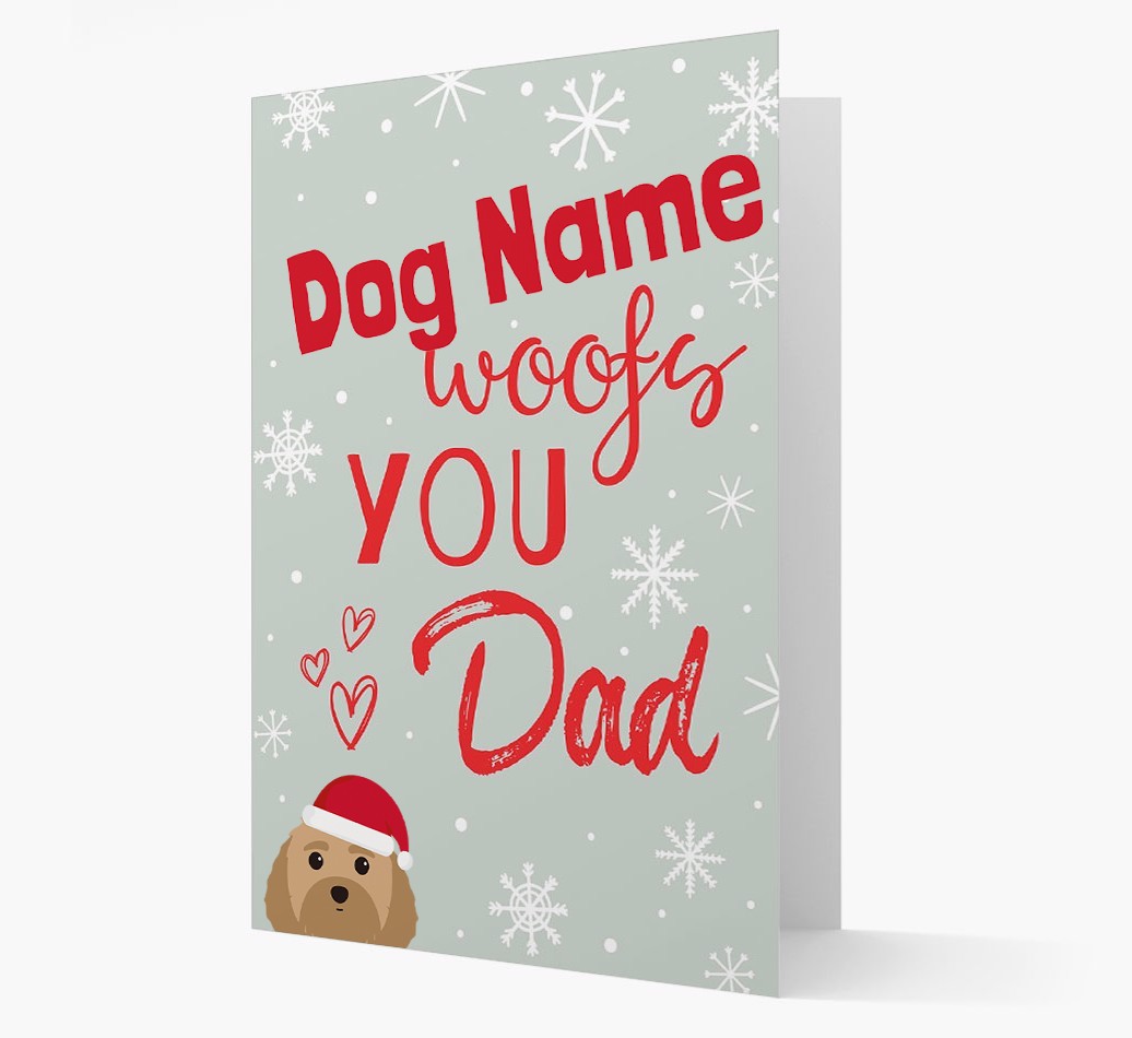 'I Woof You Dad' Card with your {breedFullName} Christmas Icon