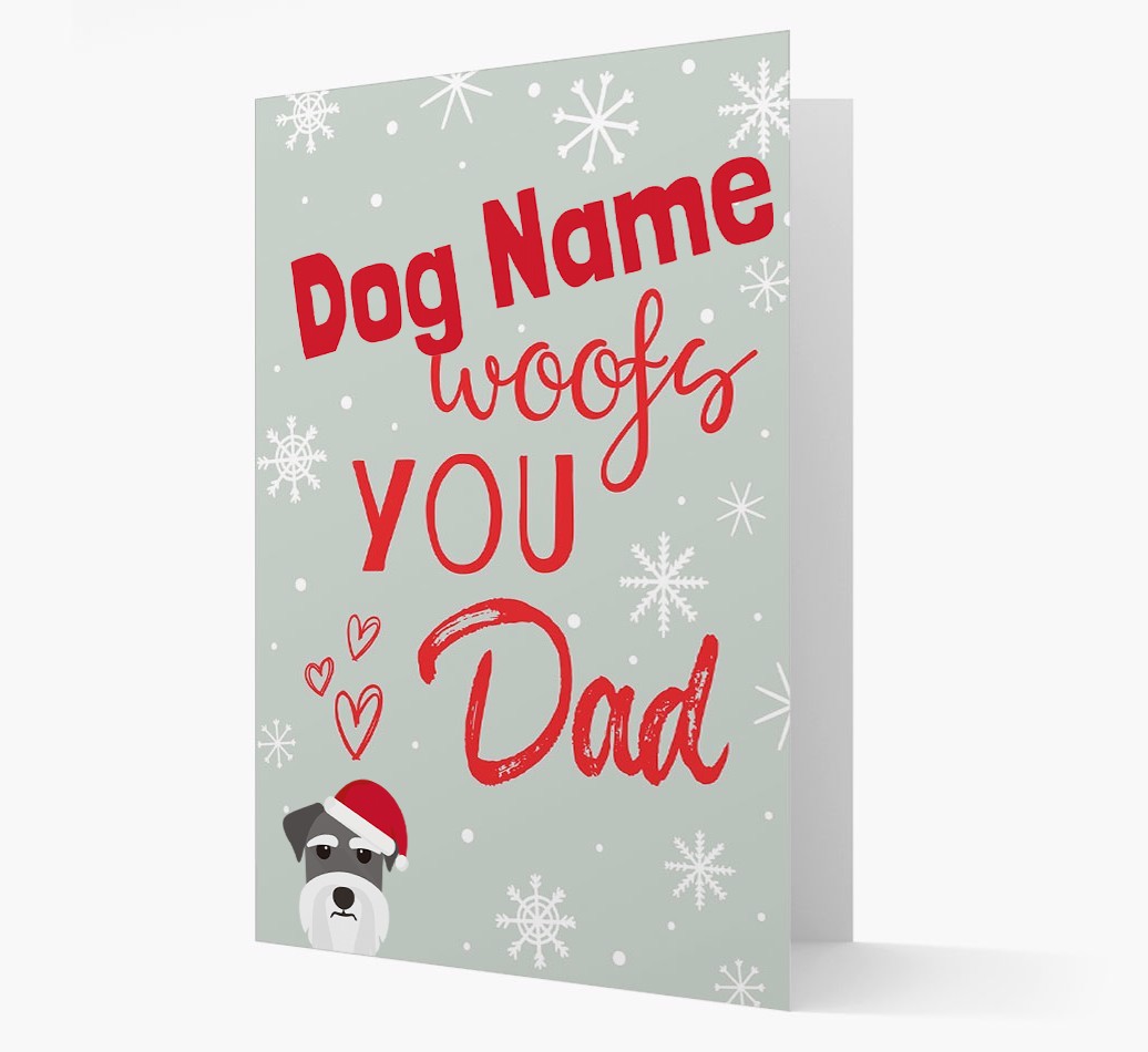 'I Woof You Dad' Card with your {breedFullName} Christmas Icon