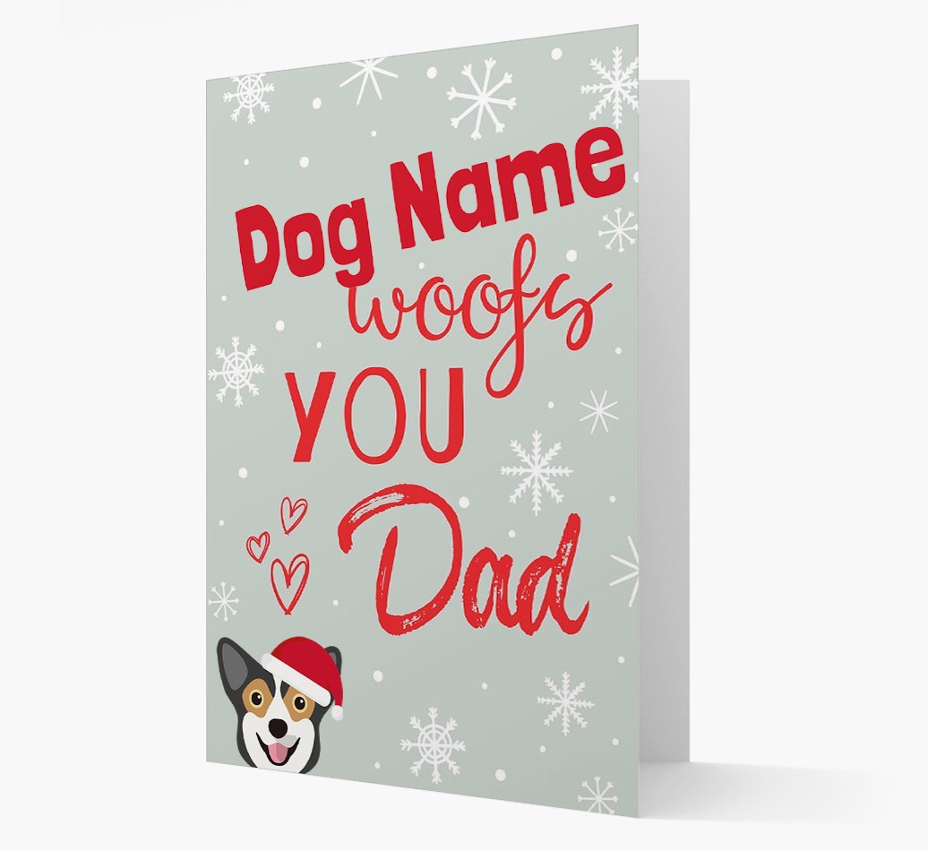 'I Woof You Dad' Card with your {breedFullName} Christmas Icon