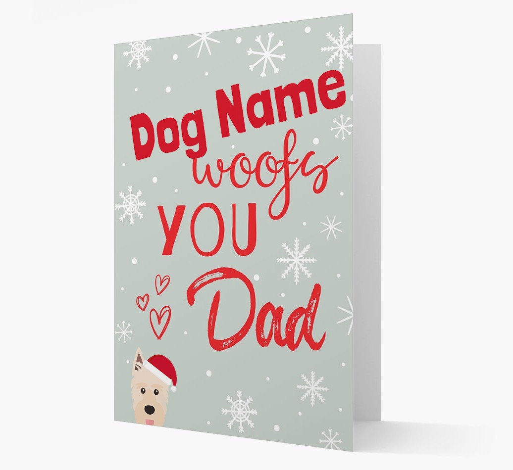 'I Woof You Dad' Card with your {breedFullName} Christmas Icon