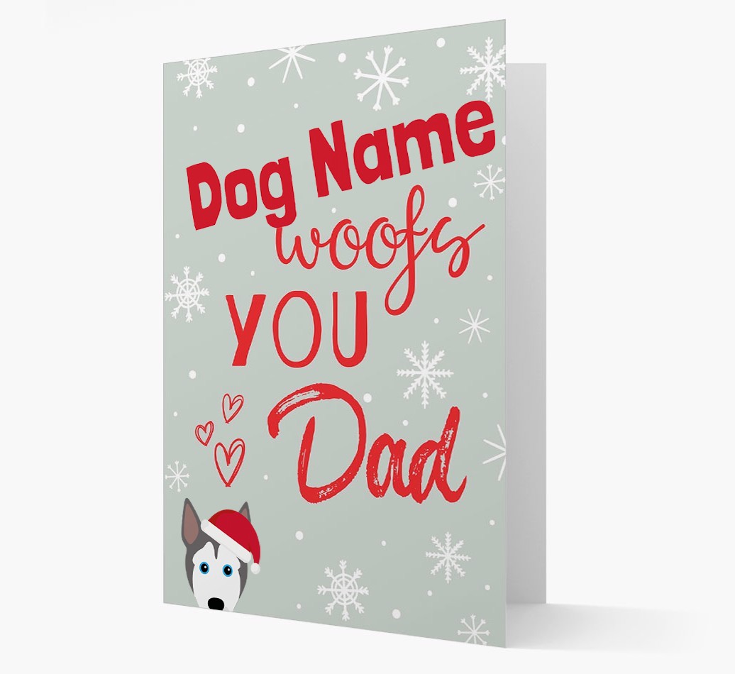 'I Woof You Dad' Card with your {breedFullName} Christmas Icon