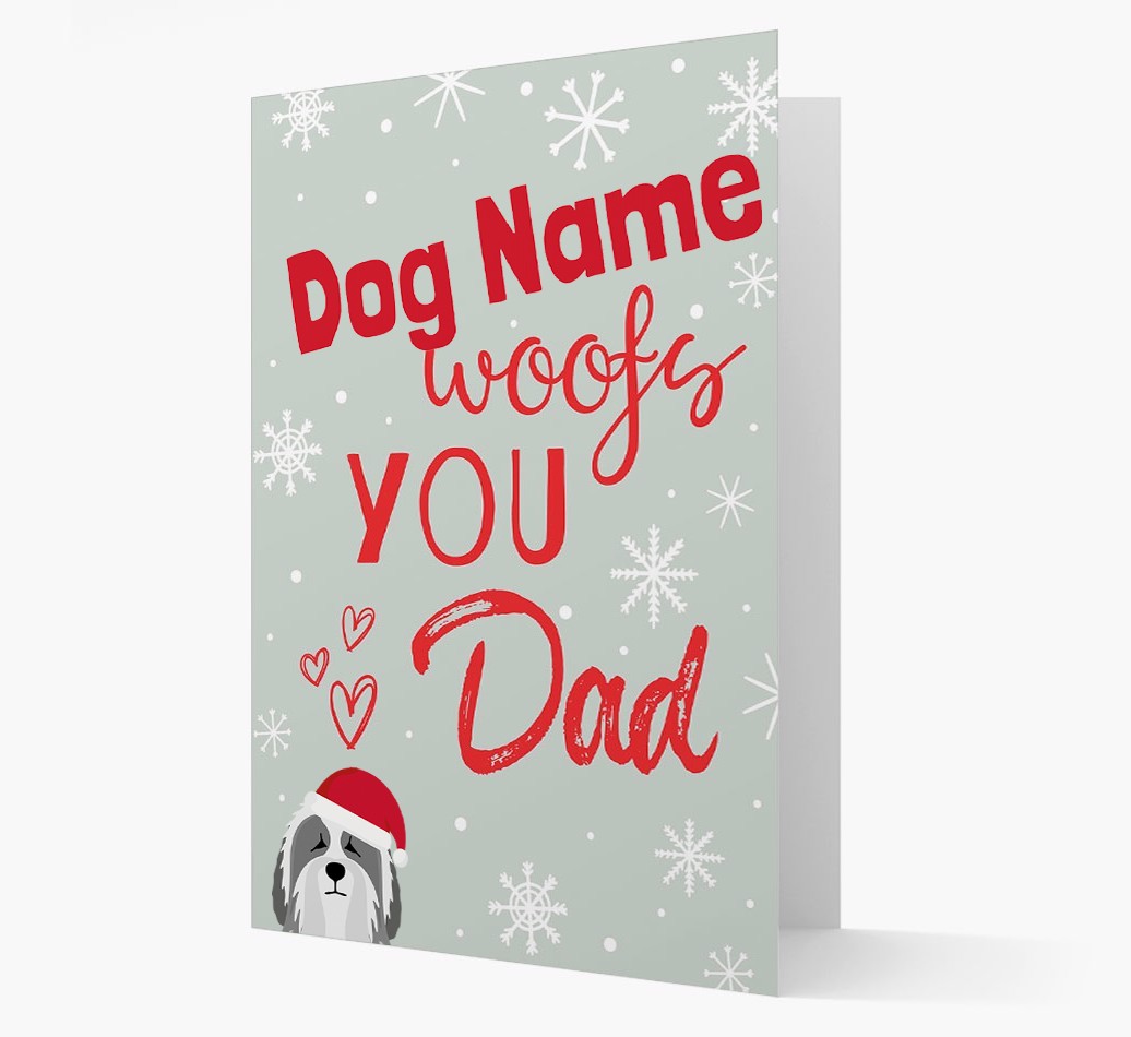'I Woof You Dad' Card with your {breedFullName} Christmas Icon