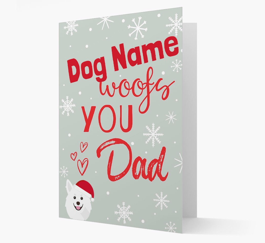 'I Woof You Dad' Card with your {breedFullName} Christmas Icon