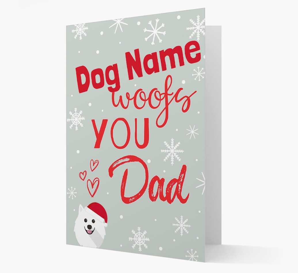 'I Woof You Dad' Card with your {breedFullName} Christmas Icon