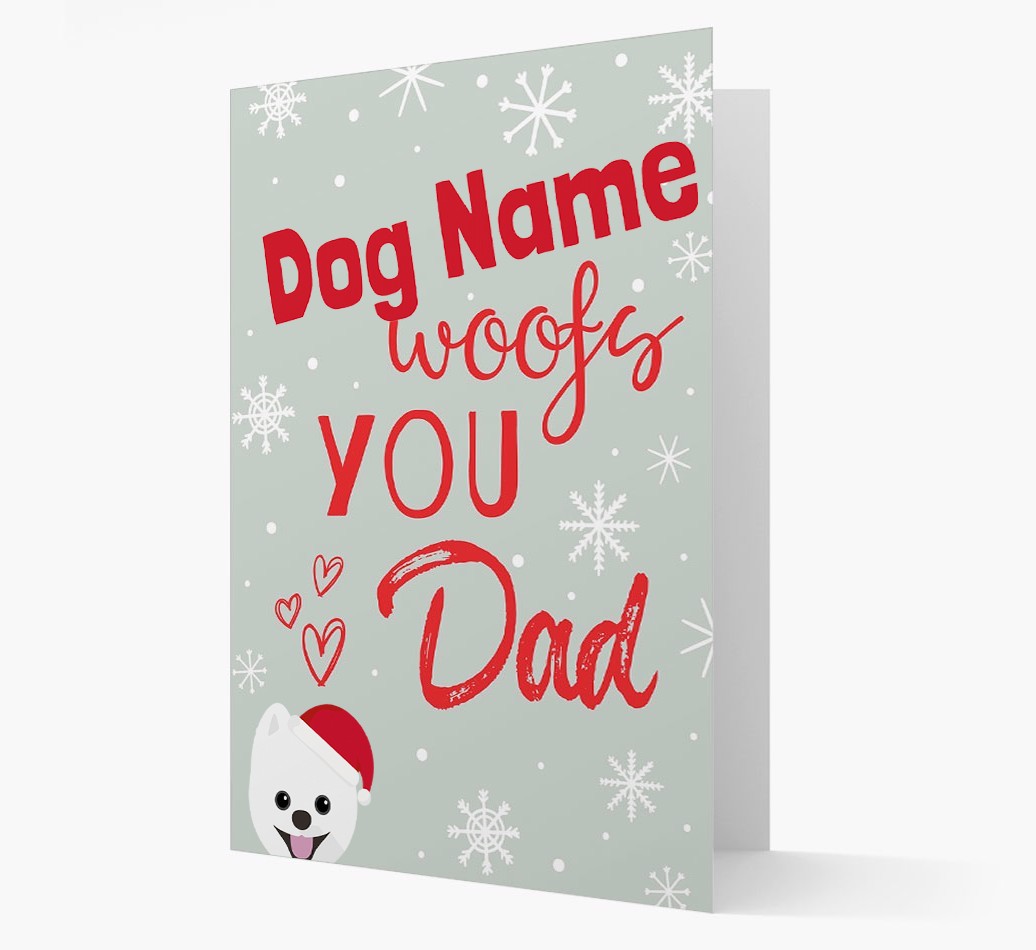 'I Woof You Dad' Card with your {breedFullName} Christmas Icon