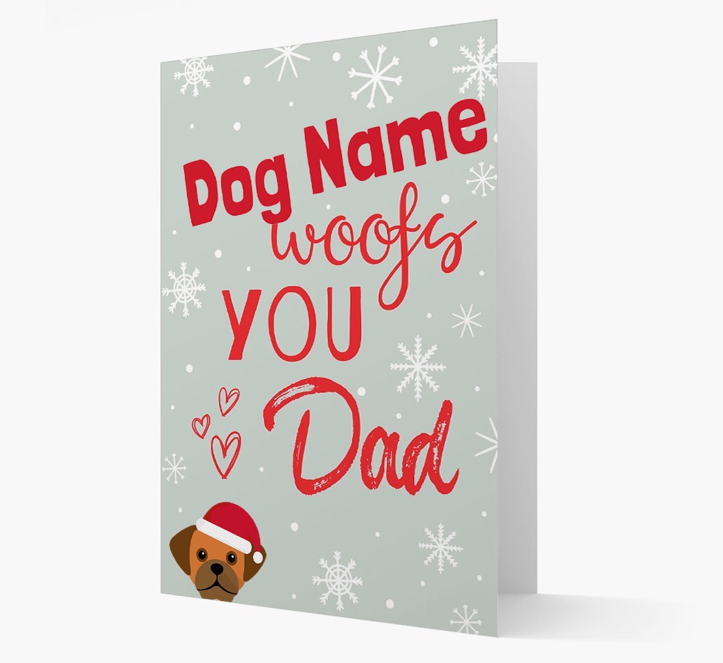 'I Woof You Dad' Card with your {breedFullName} Christmas Icon