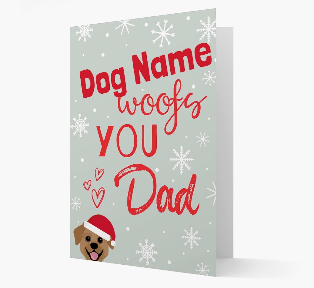 'I Woof You Dad' Card with your {breedFullName} Christmas Icon
