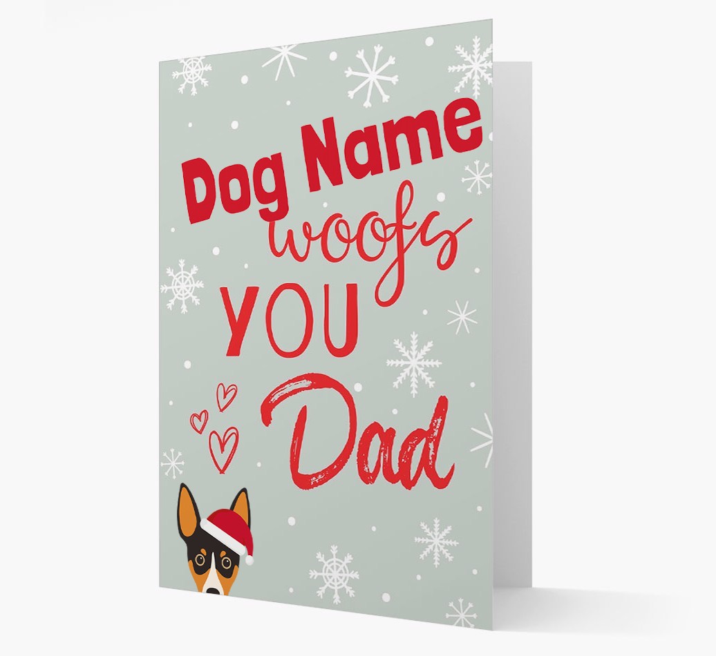 'I Woof You Dad' Card with your {breedFullName} Christmas Icon